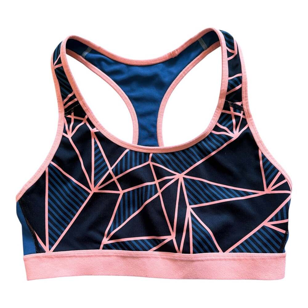 Champion C9 Geometric Print Racerback Sports Bra Blue Pink Size L